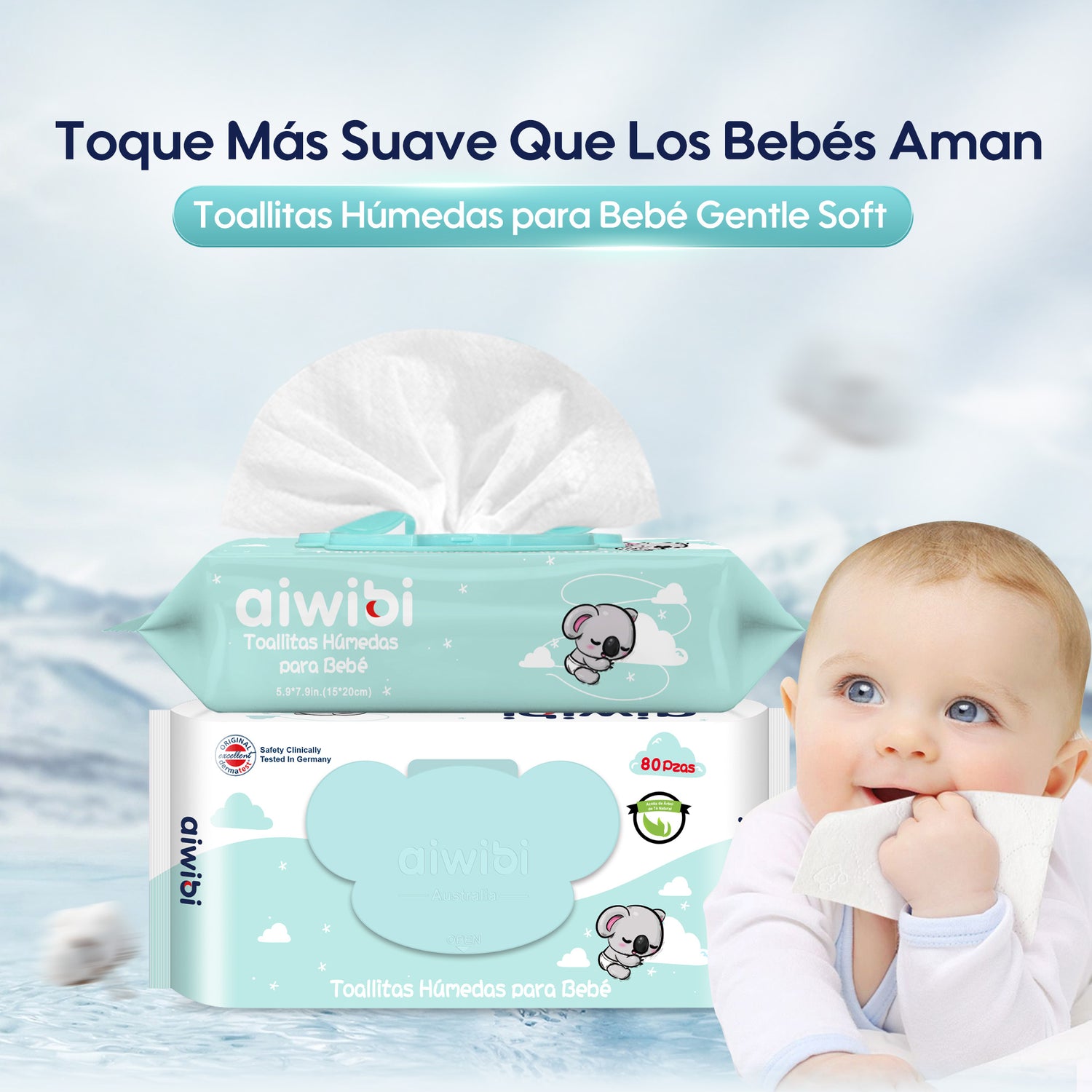 Toallitas Húmedas para Bebé 80 Unidades (Té Verde)