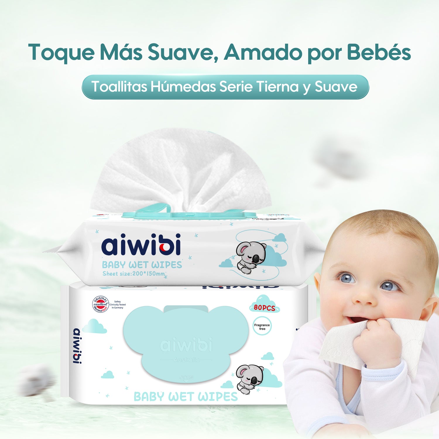 Toallitas Húmedas para Bebé 80 Unidades (Sin Fragancia)